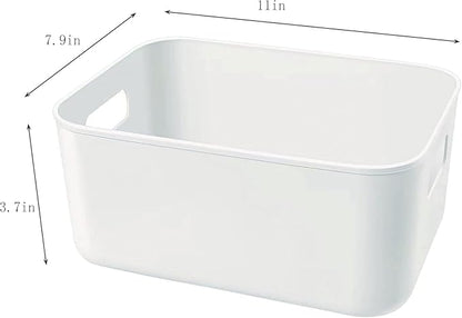 Set Of 6 Plastic Storage Bins,Versatile Kitchen Pantry Organization and Storage,for Plastic Storage Container Under Bed,Under Sink Bathroom Organizer (White, 6 Pack Small