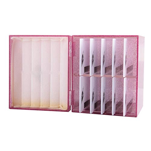 10 Layers Acrylic Eyelash Storage Box,Eyelash Holder Extension Tool,Makeup Organizer False Eyelashes Glue Pallet Holder, Grafting Eye lashes Close-Packed Display with 10 Pallets (pink)