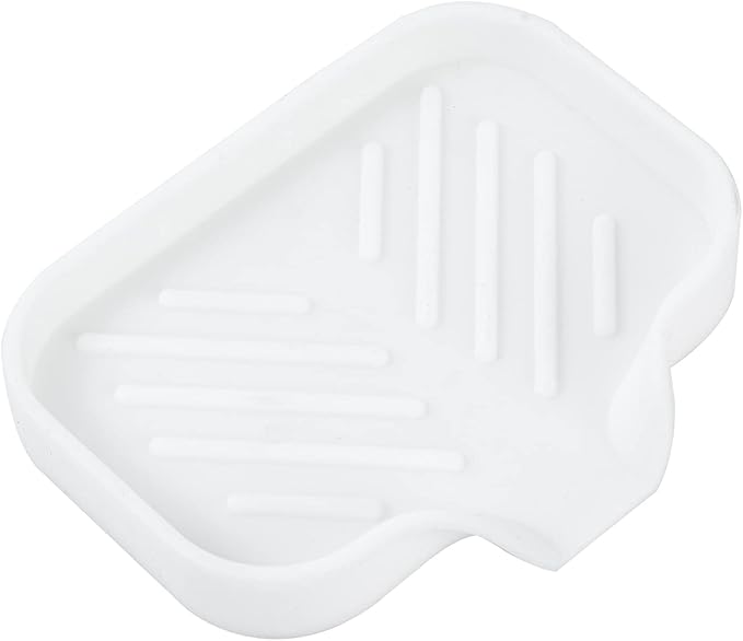 MicoYang Silicone Bathroom Soap Dishes with Drain Spout-Bathroom and Kitchen Sink Organizer,Sponge Holder,Dish Soap Tray,Perfect for Dispenser,Scrubber,Bottle,Cup on Sink or Counter-White 4.9"×3.2"