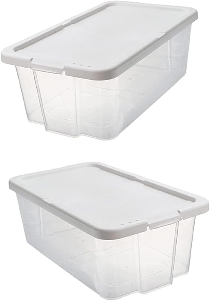 2pcs Stackable Plastic Shoes Storage Boxes with Lids, Shoe Organizer Cases for Household Closet and Kitchen Storage