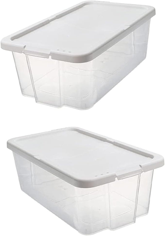 2pcs Stackable Plastic Shoes Storage Boxes with Lids, Shoe Organizer Cases for Household Closet and Kitchen Storage