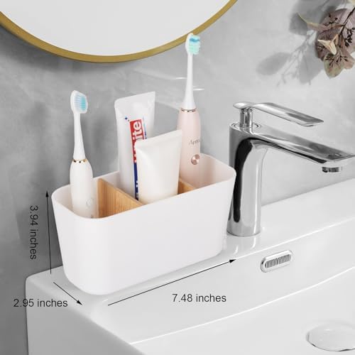 Toothbrush Holders Electric Tooth Brush and Toothpaste Organizer, White - Image 2