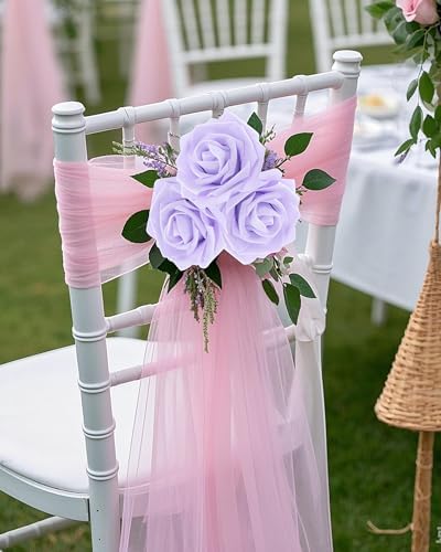 DuHouse 25Pcs Artificial Flowers Foam Roses with Stems(Series Purple) - Image 7