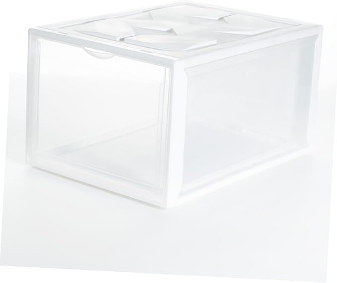 Luxshiny Plastic Basketball Shoe Box 36X26X20Cm White, Stackable Shoes Storage Container for Home Closet Organization
