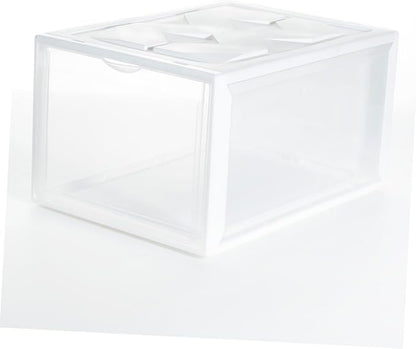 Luxshiny Plastic Basketball Shoe Box 36X26X20Cm White, Stackable Shoes Storage Container for Home Closet Organization