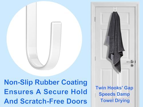 Mars-Rock Double Over Door Steel Hooks 2 Pack Fit 1-3/8" Door 5.5" White - Image 5