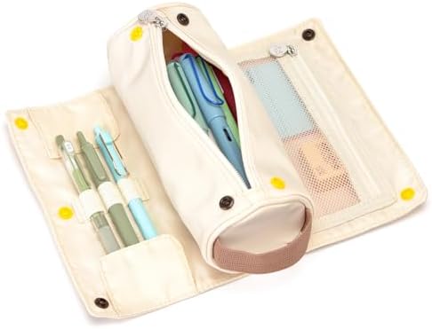 Lanxivi Large Capacity Pencil Case Roll Up Design Multifunctional Pencil Holder Pouch Stationery Pen Bag for Teen Girls and Boys Camping style - Apricot by LanxiviDirect