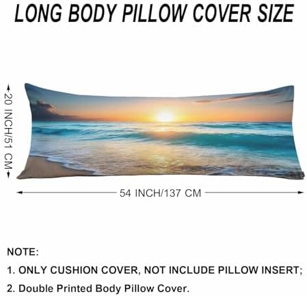 Couch Pillows Decorative Body Pillow Cover Ocean Beach Rectangle Body Pillowcase for Men Women, Hawaii Ocean Sea Sunset Body Pillow Covers 20" X 54" Cushion Cases for Sofa Bed - Image 6