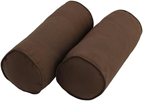 Blazing Needles Double-Corded Solid Twill Bolster Pillows with Inserts (Set of 2), 20" x 8", Chocolate by BlazingNeedles