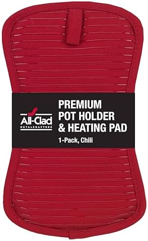 All-Clad Premium Pot Holder & Heating Pad, (1-Pack) Heat Resistant to 500 Degrees, 100% Cotton 10"x6.25" for Kitchen and Barbeque, Chili Red by All-Clad
