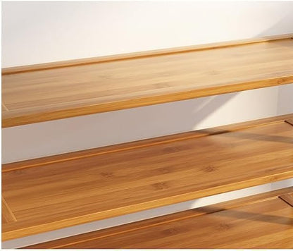Bamboo Wooden Shoe Rack, Shoe Organizer with Smooth Painted Surface Finishe, Space-Saving Shoe Shelf for Entryway, Living Room, Bedroom (Natural, 6-Tier-27x10x36in)