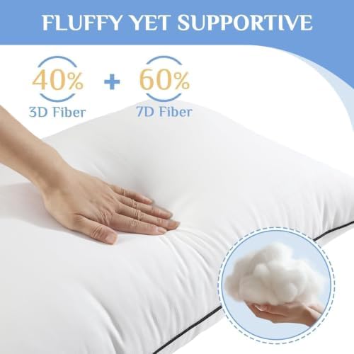 JOLLYVOGUE Pillows Queen Size Set of 4, Collection Bed Pillows for Sleeping, Hotel Quality Pillows for Side, Back and Stomach Sleepers, Soft and Supportive Oeko-Tex Certified Down Alternative Filling - Image 3