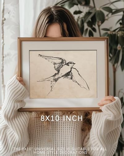 Vodefoad Vintage Barn Swallow Sketch Wall Art Decor Swallow Retriever Ink Drawing Canvas Prints Boho Neutral Line Art Farmhouse Style Wall Decor for Gallery Nursery Bedroom Bathroom Office - 8x10Inch Unframe - Image 4