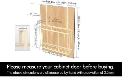 Feriha Over Cabinet Door Organizer with Towel Bar | 3-Height Adjustable Kitchen Cabinet Rack for Cutting Boards, Lids & Towels | Space-Saving Matte Black Holder (Ivory)