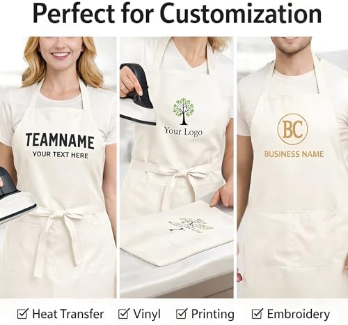 2/6/12/24 Pack Waterproof Aprons Bulk with Pockets, Polyester and PVC Coated Chef Aprons for Cooking, Painting, BBQ - Image 5