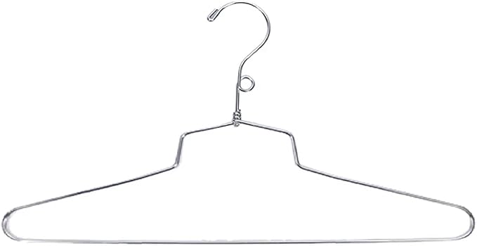 NAHANCO Metal Shirt Hangers - 16" Chrome-Plated, Loop Hook (Pack of 100)