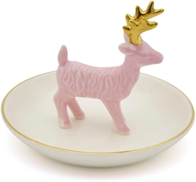 Deer Jewelry Tray Ring Dish Holder, Plated Gold Antler Jewelry Stand With Tray Display Organizer, Jewelry Hanger Rack for Hanging Necklaces, Rings, Earrings, Bracelet Best Gifts.