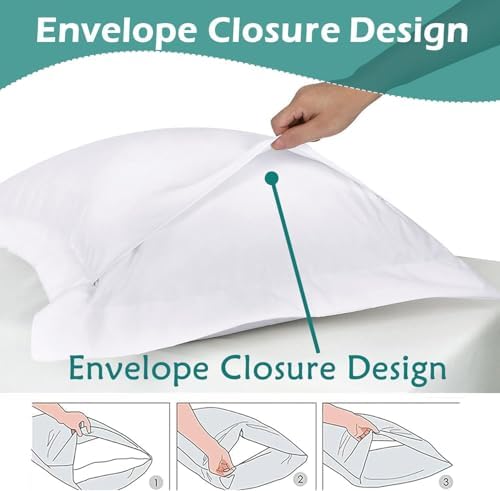 2 Pack Pillow Shams Queen Size 20x30 – 600 Thread Count 100% Organic Cotton White Pillow Covers with 2 Inch Flange, Soft & Smooth Premium Hotel-Quality Pillowcases Set of 2 - Image 4