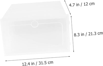 SOLUSTRE 6PCS Stackable Shoe Storage Box Thickened Plastic Organizers Lid Container for Sneakers Dustproof Design for Closet and Home Use