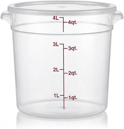 4 Quart Translucent Food Storage Container with Lid, BPA-Free Round Plastic Bucket for Dough Proofing, Brining & Pantry Organization