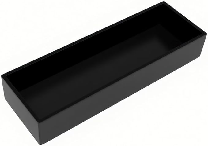 Bamboo Kitchen Drawer Organizer Black Box - Utensil Organizer Silverware Tray Cutlery Holder, Desk Supplies & Accessories, 12"*4"*2"