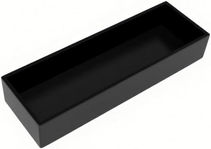 Bamboo Kitchen Drawer Organizer Black Box - Utensil Organizer Silverware Tray Cutlery Holder, Desk Supplies & Accessories, 12"*4"*2"