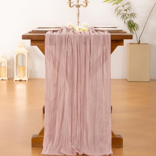 Pink Cheesecloth Table Runner Fall Boho Wedding Birthday Party Home Decor - Image 3