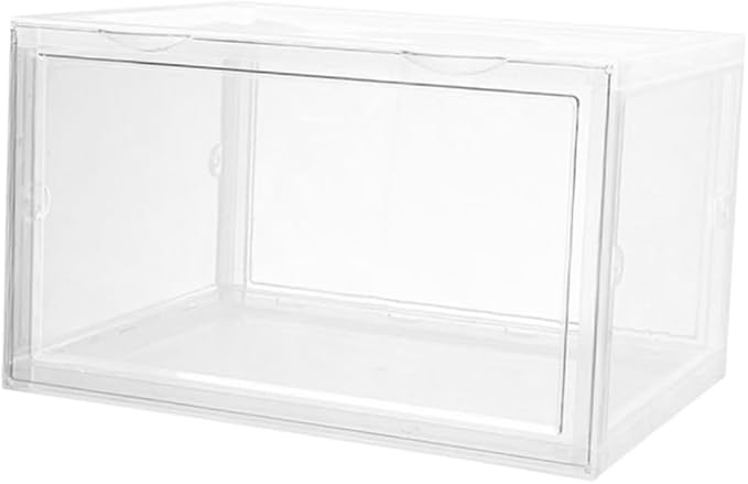 Shoe Storage Box with Dustproof Door Buckle, Stackable Shoe Organizer Container for Sneaker and Boot Closet Storage
