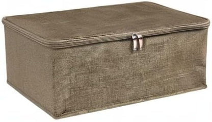 ANMINY 2PCS Storage Bins with Zipper Lids 13 Qt Lidded Fabric Storage Boxes Baskets Cubes with Handles Collapsible Washable Cotton Linen Closet Shelf Clothes Organizer Containers - Coffee, Small