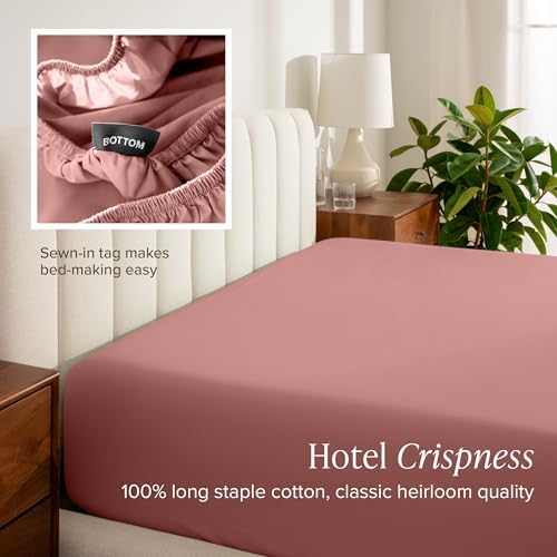 Bare Home 100% Organic Cotton Percale Fitted Sheet (Twin, Dusty Rose) - Image 6
