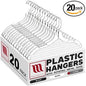 Mainetti Clear Plastic Clothes Hangers 20 Pack | 17-Inch Space Saving Hangers with 360 Swivel Metal Hook & Notches for Straps | Closet Hangers Ideal for Shirts, Tops, Dresses and Jackets (5400SCR20)
