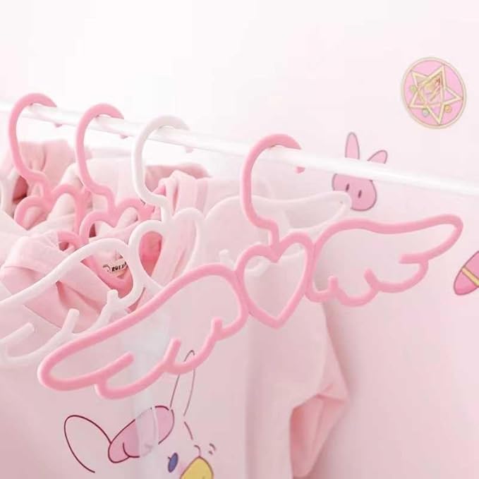 Cute Angel Wing Clothes Hanger - Heart-Shaped Design for Dorm Room - Perfect for Ties, Scarves, and Accessories (15 Pcs)