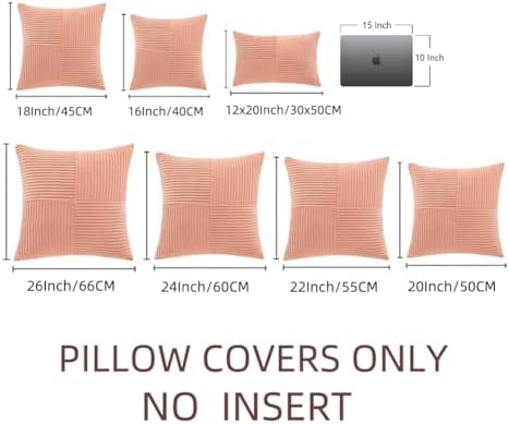 Fancy Homi 2 Packs Coral Lumbar Decorative Throw Pillow Covers 12x20 Inch for Living Room Couch, Rustic Farmhouse Boho Home Decor, Soft Striped Corduroy Rectangle Accent Peach Cushion Case 30x50 cm - Image 6