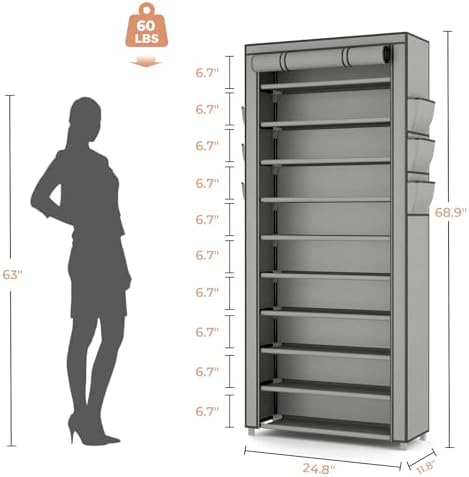 VTRIN Vertical Shoe Rack Organizer Tall Shoe Rack for Closet Entryway - Image 3