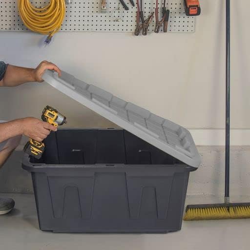 CX BLACK & YELLOW, 27-Gallon Heavy Duty Tough Storage Container & Snap-Tight Lid, Black & Grey (14.3H x 20.6W x 30.6D), Weather-Resistant Design and Stackable Organization Tote [2 Pack]