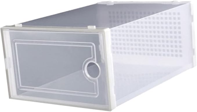 2PCS Transparent Stackable Shoe Storage Boxes Plastic Drawer Style Shoe Organizer for Dormitory and Neat Closet Storage