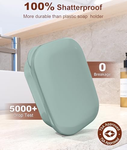 Quatish Soap Holder, Travel Soap Container with Lid, Portable Bar Soap Case, Leakproof Soap Box with Perforations, Soap Dishes for Traveling, Camping, Gym, 3 Pack(Grey,GreyGreen,Greyblue) - Image 2