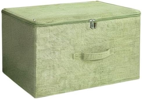 ANMINY 2PCS Storage Bins with Zipper Lids 51.9 Qt Lidded Fabric Storage Boxes Baskets Cubes with Handles Collapsible Washable Cotton Linen Closet Shelf Clothes Organizer - Green, Extra Large