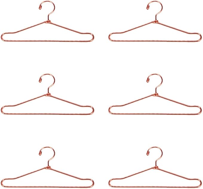 20Pcs Mini Hangers Metal Doll Clothes Holders Wire Rack Stand Doll Clothes Rack for Doll Clothes Gown Dress Outfit Doll Clothes Accessories (Rose Gold,15cm)