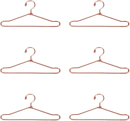 20Pcs Mini Hangers Metal Doll Clothes Holders Wire Rack Stand Doll Clothes Rack for Doll Clothes Gown Dress Outfit Doll Clothes Accessories (Rose Gold,15cm)