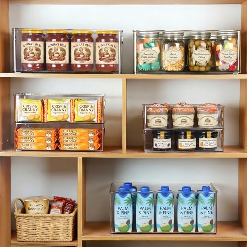 Hudgan 8 Pack Freezer Organizer Bins,Stackable,Clear Bins for Fridge,Pantry - Image 6