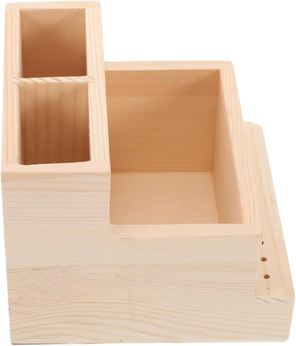Healeved Nail Polish Storage Organizer Box - Large Wooden Beauty Tool Storage Box with Compartments for Manicure Drill Bits and Accessories - Compact 4.53X4.72X3.94 Inch Case for Home and Salon