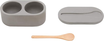 Fox Run 11725 Cement Double Salt Cellar with Spoon, 3 x 3.5 x 6.25 inches, Gray