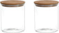 2PCS 200ml/6.7oz Glass Food Storage Containers Airtight Canisters Food Jars with Bamboo Wooden Lids Pantry Organization for Sugar Candy Coffee Bean Tea Rice and Spice Jars