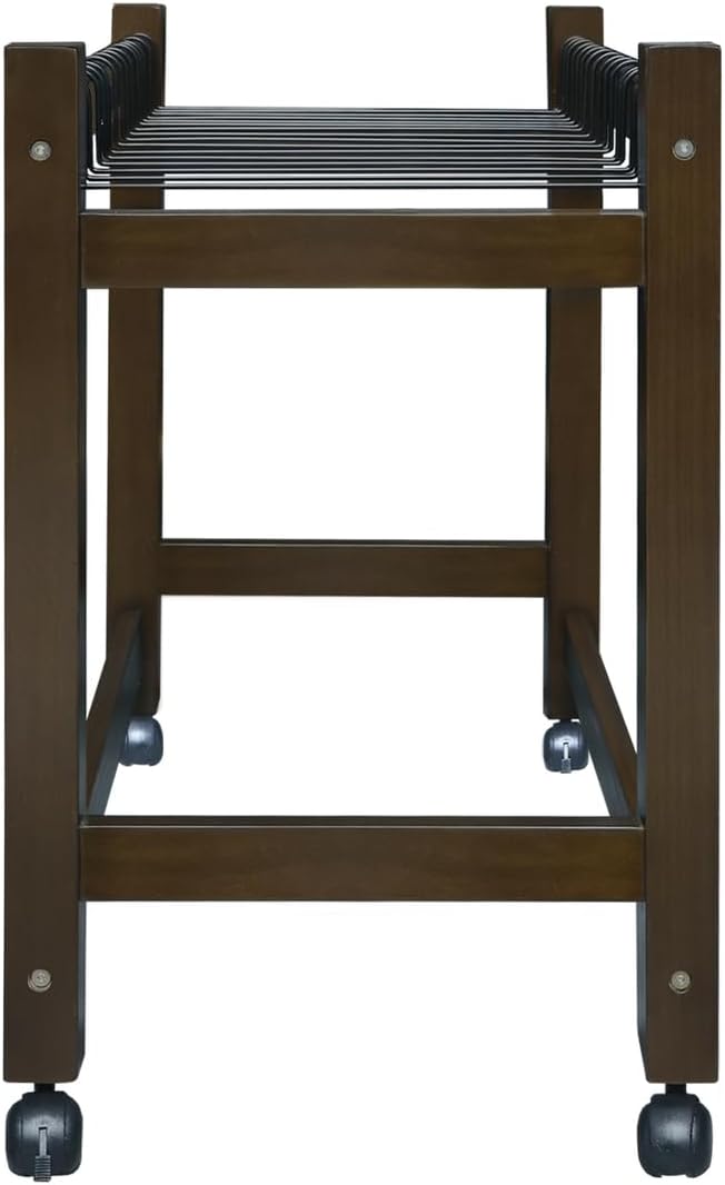 Wooden Rolling Pants Trolley with 16 Hangers