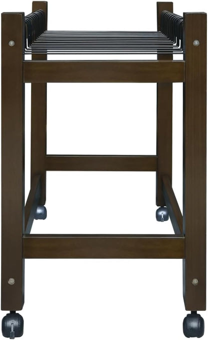 Wooden Rolling Pants Trolley with 16 Hangers