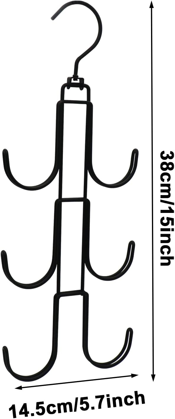 Purse Hanger Organizer for Closet Metal Hanging Bag Holder Hook 360° Rotatable Handbag Storage Hook Rack for Handbags Belts Clothes Ties Accessories(Black)