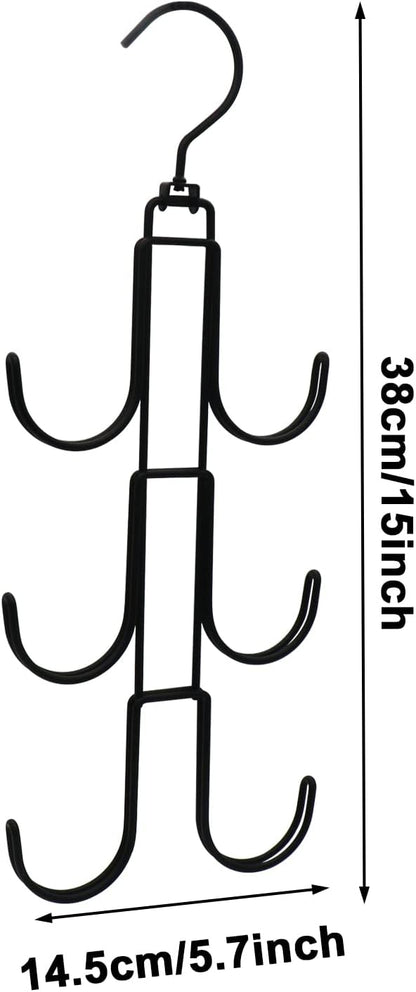 Purse Hanger Organizer for Closet Metal Hanging Bag Holder Hook 360° Rotatable Handbag Storage Hook Rack for Handbags Belts Clothes Ties Accessories(Black)
