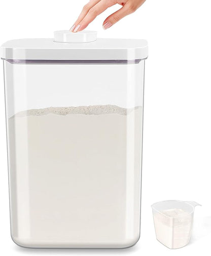 TBMAXS 6 Qt Food Storage Container with Pop-up Lid -Airtight Crystal-Clear Plastic Flour Container, Tall and Slim Storage Bin Fit for Kitchen Pantry Organization