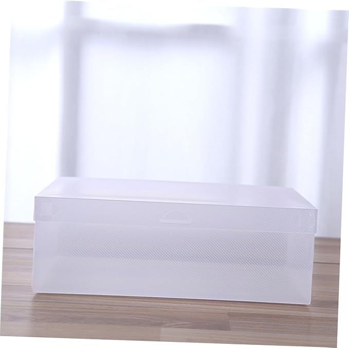 Healeved 6pcs Large Shoe Storage Boxes 33x20x12cm with Flip-top Lids White Plastic Shoe Organizer for Home Dustproof Closet Storage